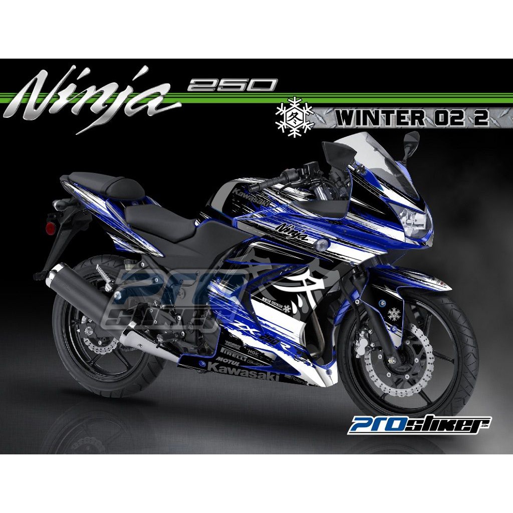 Decal Ninja 250 Karbu Desain Winter Super Bike Racing Huruf Kanji