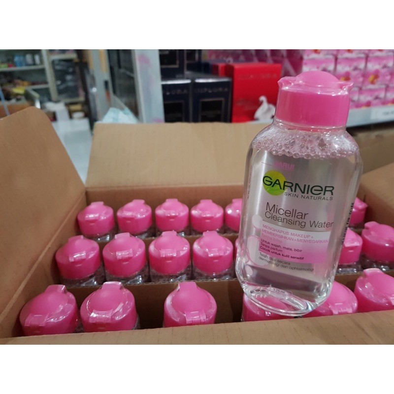 Garnier Micellar Watter Pink Skin Care 125 ML  Pembersih Wajah Make Up Remover Untuk Kulit Sensitif By Myshopbdg22