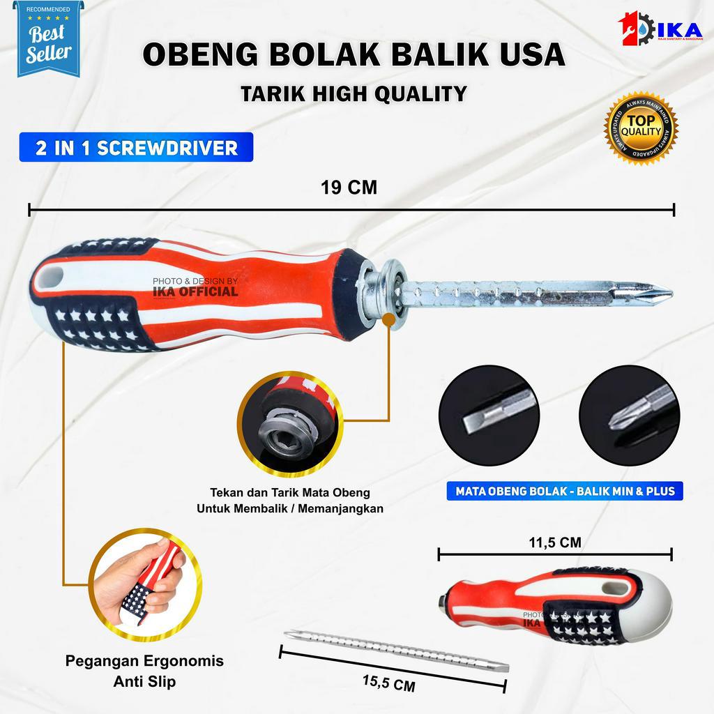 Obeng Bolak Balik USA Amerika 4 Inch Obeng Plus Minus Termurah Obeng 2 Way USA 4 inch