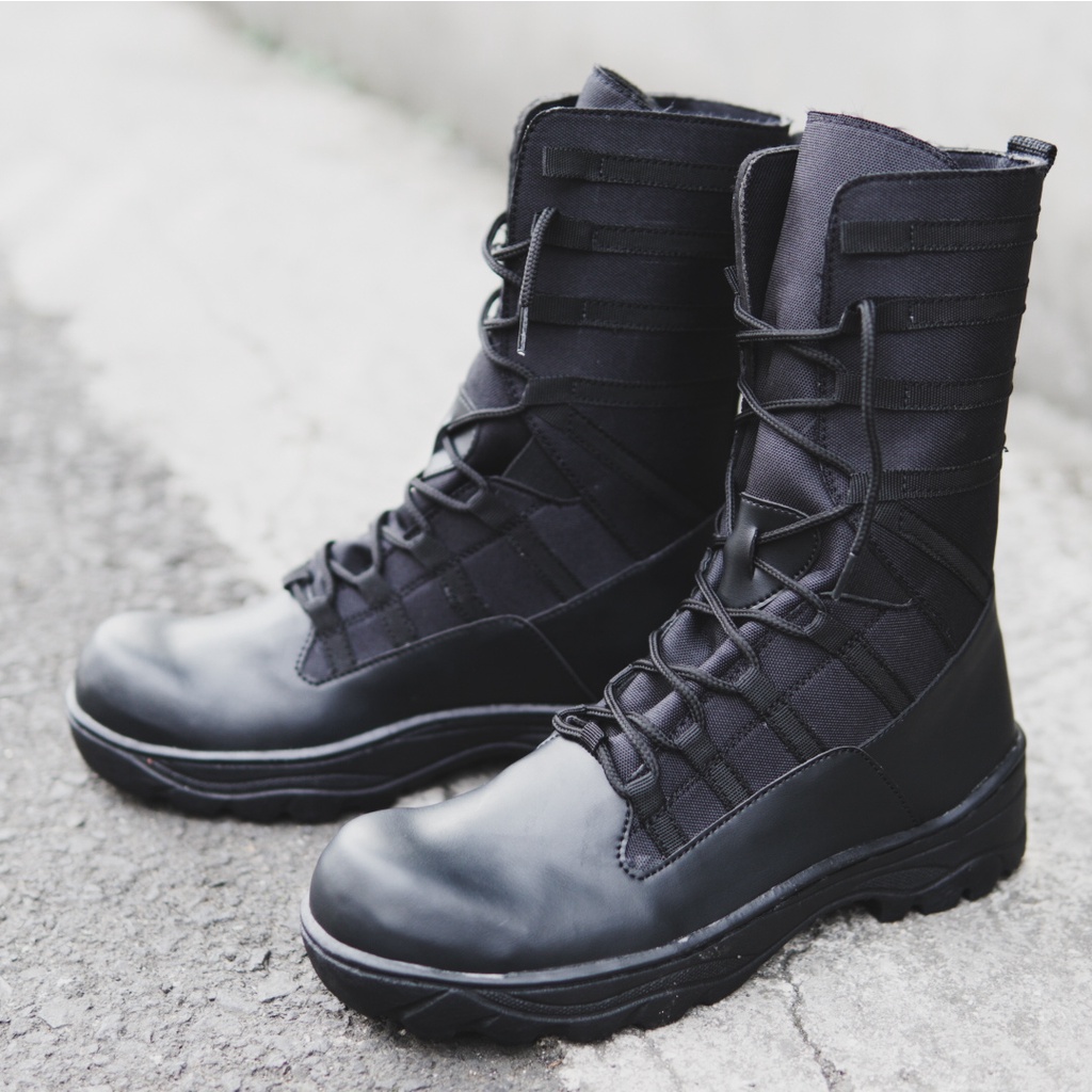 (COD Bayar di tempat )Sepatu Boots Pria Black Force Eagle, Hawk, Owl Safety Ujung Besi PDL/PDH  Sepatu Boot Hitam Kerja Lapangan Murah