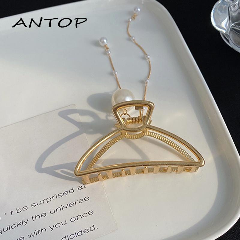 Jepit Rambut Bentuk Pita Bahan Metal Aksen Mutiara Untuk Hiasan Kepala