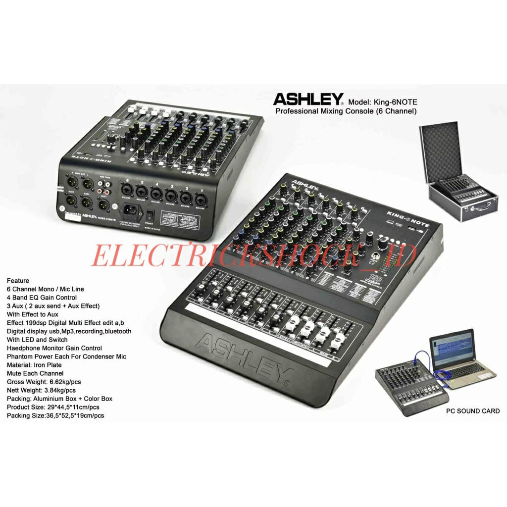 MIXER AUDIO ASHLEY KING 6 NOTE / KING 6NOTE / KING6NOTE ORIGINAL 6CHNL