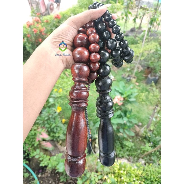 Tasbih 99 Butir, Pecut Cemeti Polos Dan Ukir Asmaul Husna Kayu Walikukun