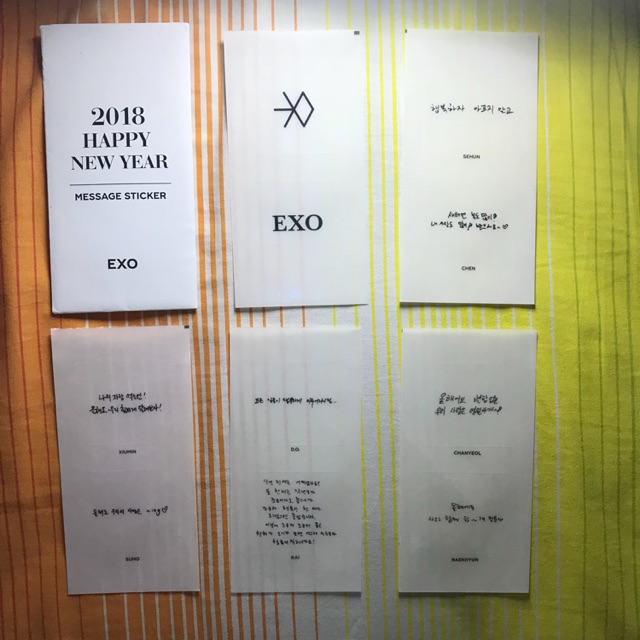 [EXO] Official Message Sticker 2018 - Chanyeol Baekhyun Kai DO Suho Xiumin Chen Sehun Photocard