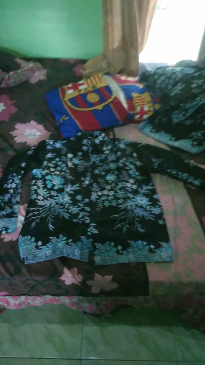 Batik Couple Keluarga - Couple Baju Batik Keluarga Ibu Ayah Dan Anak Motif Sakura Biru