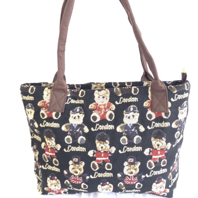 Tas tote bag kanvas wanita london bear import