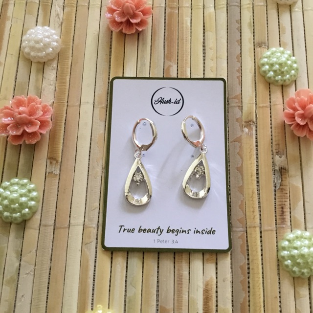 Anting Korea/Giwang Korea/Anting Mata Rhineston/Anting Pesta Gaya Korea/Anting Silver