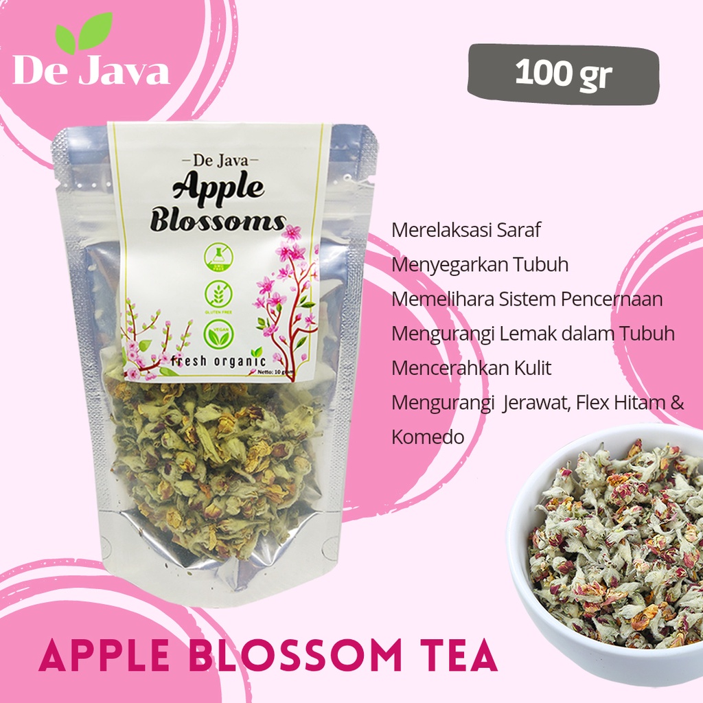 

Teh Bunga Apple Asia Kering Dried Asian Apple Blossom Flower Tea Calming Tea 100 gram