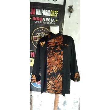 Baju Chef Baju Koki BATIK Lengan Panjang  INDOCHEF UNIFORM Kombinasi Harga Murah berkwalitas (0208)