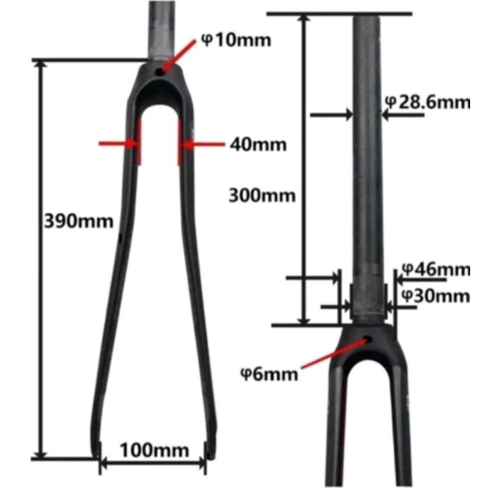 EC90 Fork Carbon 700C Fork Full Carbon Rigid Sepeda Roadbike