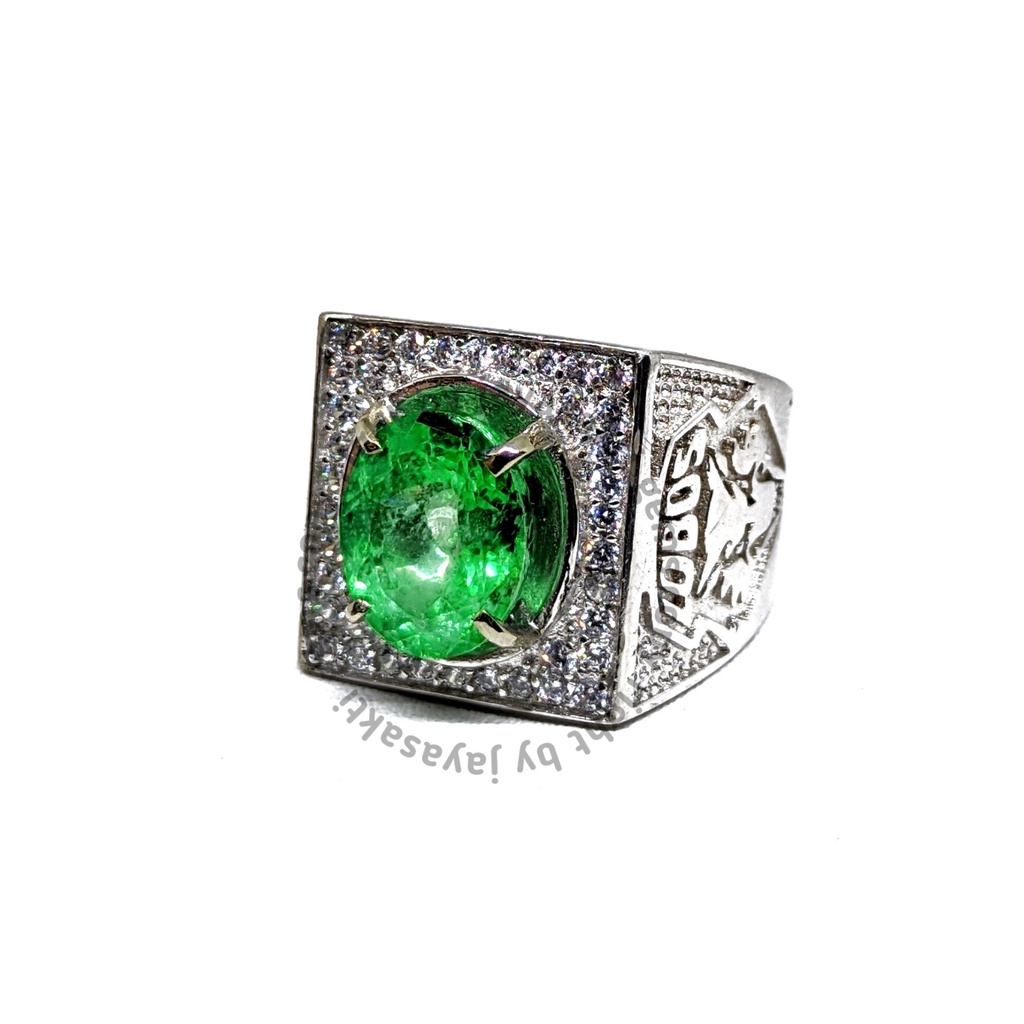 Natural Batu Permata Green Topaz Ring Alpaka German HQ GT02