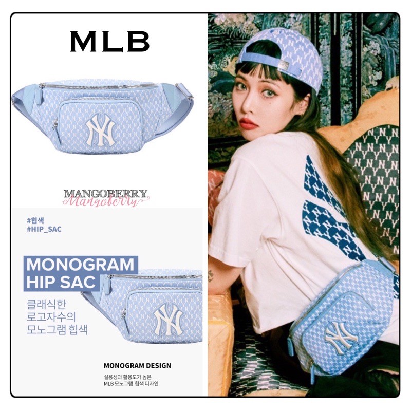 MLB NY Yankees monogram waist bag - LIGHT BLUE (100% original hip sack belt bag)