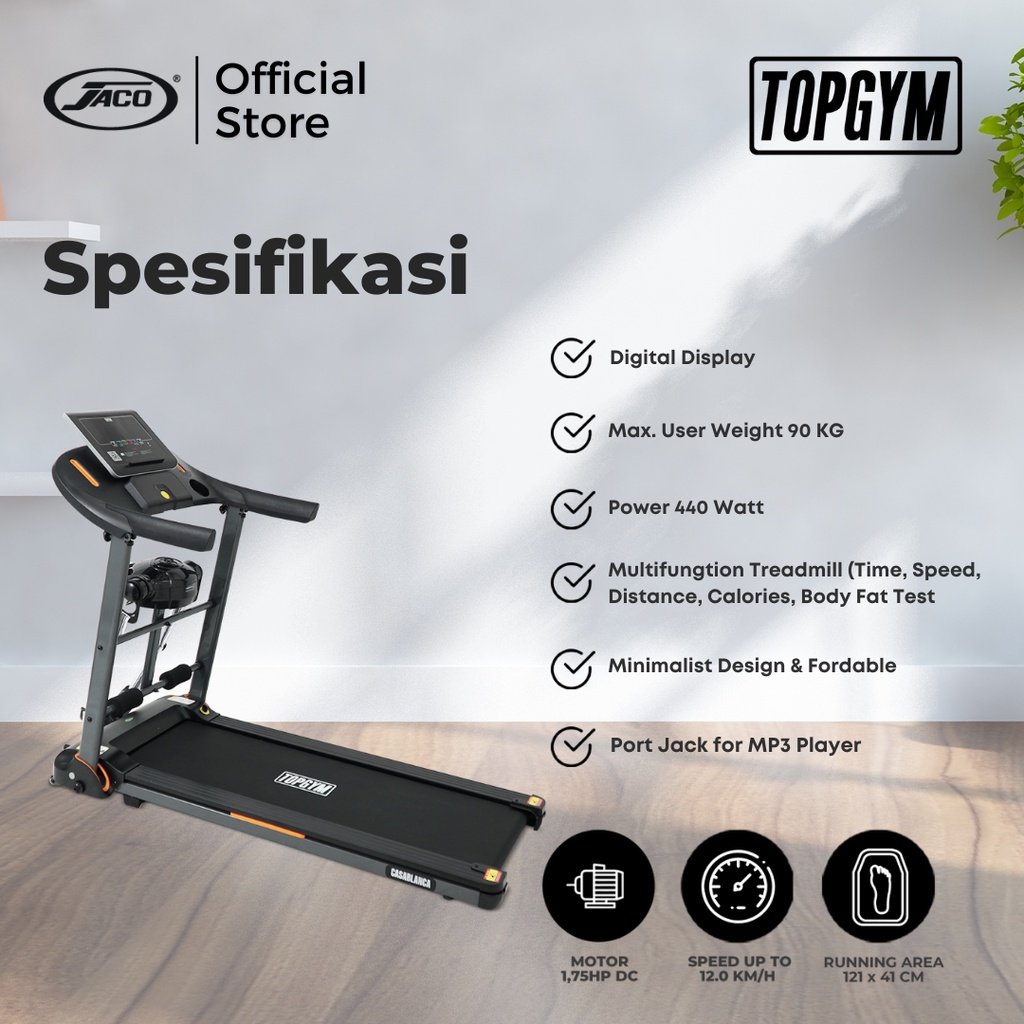 Topgym Casablanca Alat Olahraga Alat Fitness Treadmill Elektrik