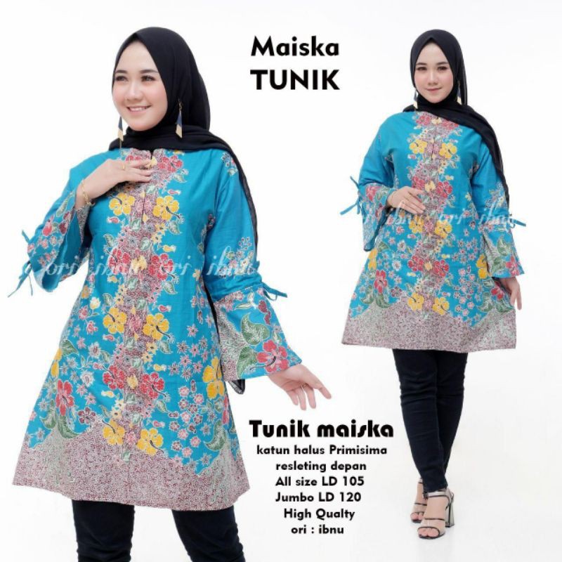 Atasan Tunik Batik Wanita/tunik Batik Wanita Zipper Depan/atas Batik Wanita Sragam Kerja