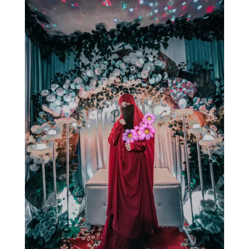 French Bergo Maryam khimar super jumbo semata kaki sepaha lengan bolong selutut XXXXL