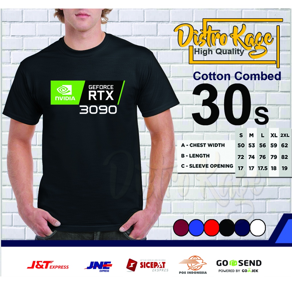 Baju Kaos Pria Nvidia Geforce RTX Ray Tracing 3090 Lengan Pendek Ukuran Dewasa Unisex Cotton Combed 