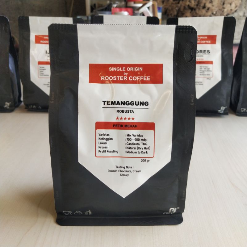 

Kopi Robusta Temanggung 200 gr Proses Natural Biji atau Bubuk by Rooster Coffee Single Origin