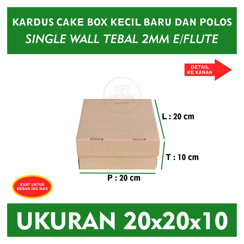 

Cake Box / Kardus Karton Box Kue Polos Uk 20x20x10