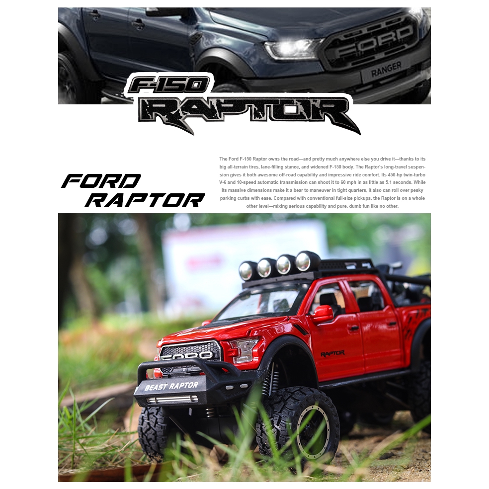 Ford Raptor F150 Model Truk Pickup Simulasi Paduan Model Kendaraan