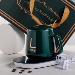 {DS} Set Keramik Mug Cangkir Listrik Pemanas Penghangat Minuman Teh Kopi Susu