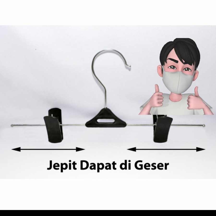 Hanger Jepit Besi Plastik / Gantungan Celana Laundry Jemuran Serbaguna