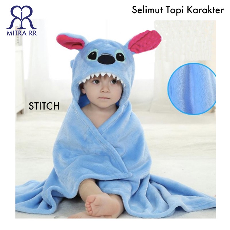 MitraRR Selimut Topi Bayi Karakter / Selimut Topi Bayi Boneka Fleece Carter Hooded Blanket