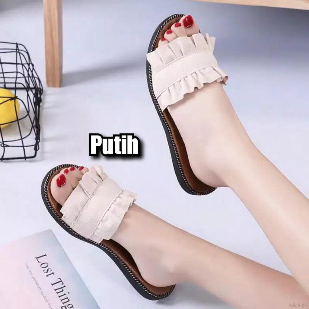 PROMO!!! SANDAL TEPLEK WANITA KERUT PNK CASUAL