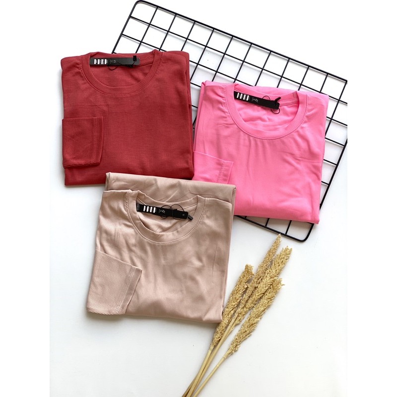 READYBASIC - BAJU KAOS LENGAN PANJANG BAHAN RIBB WARNA FAVORITE