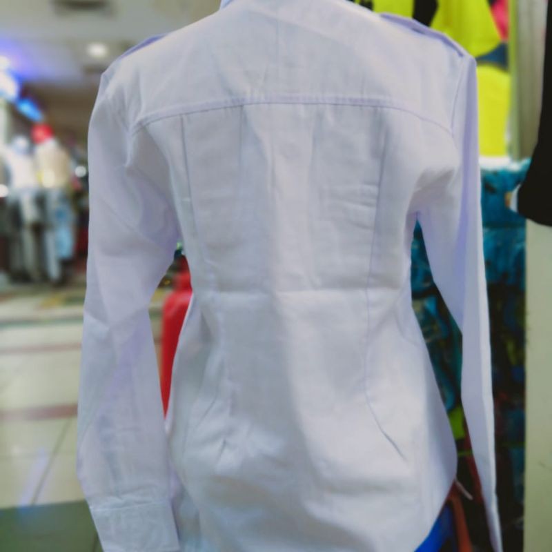Kemeja seragam kerja drill, baju kantor, kemeja kantor, PDH wanita, seragam pangkat wanita