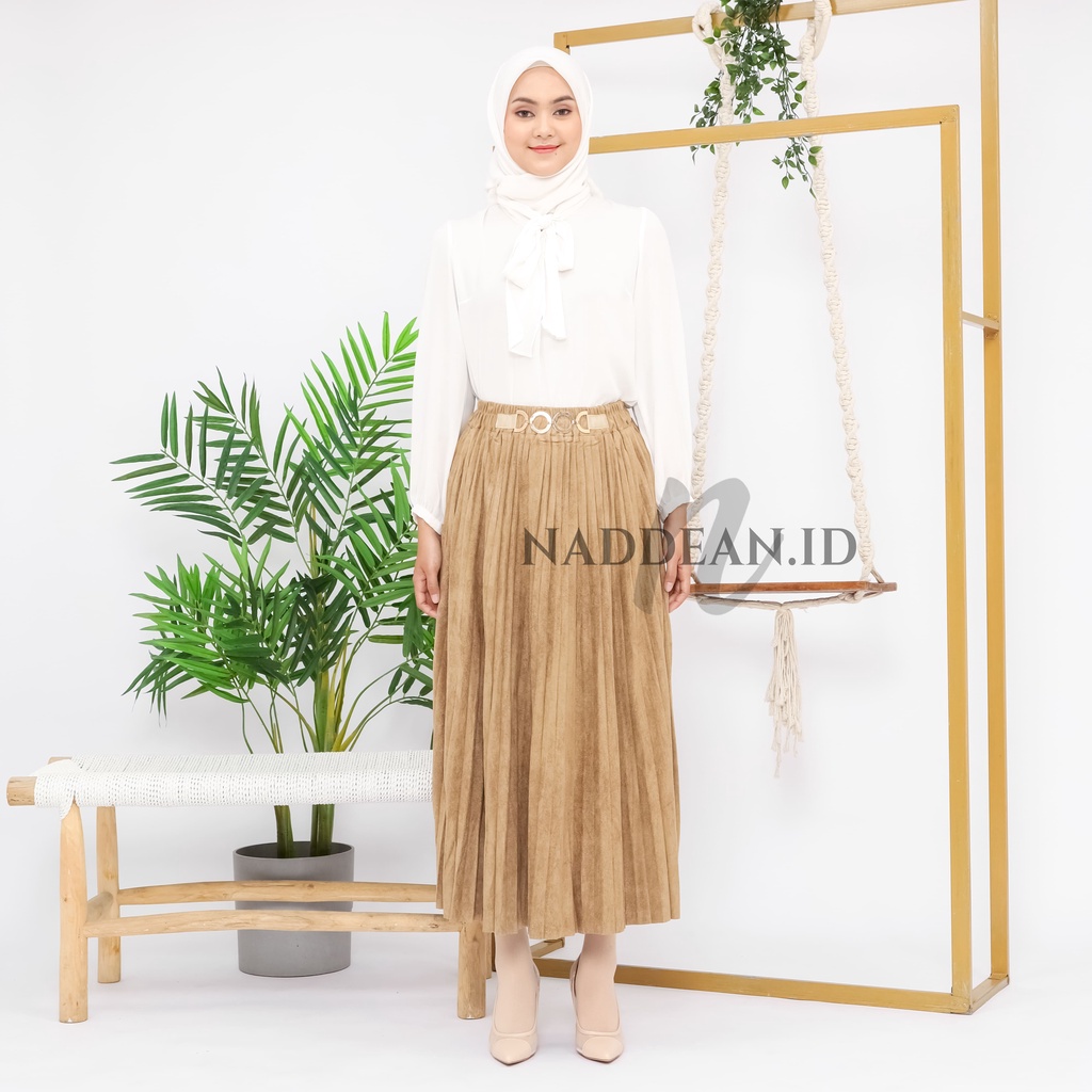 Rok Plisket Suede Belt Import / Rok Plisket Suede Premium