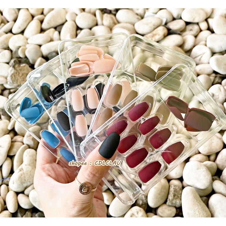 11 PILIHAN WARNA - COFFIN FAKE NAIL MATTE - 24 Pcs Kuku Palsu Dan Lem Fake Nail Art 3d Kuku Palsu Tahan Air 24 Pcs Kotak