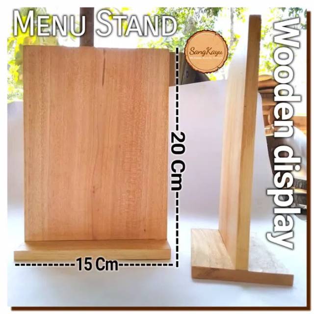 Menu stand 15x20 Cm Wooden display stand pajangan menu kayu