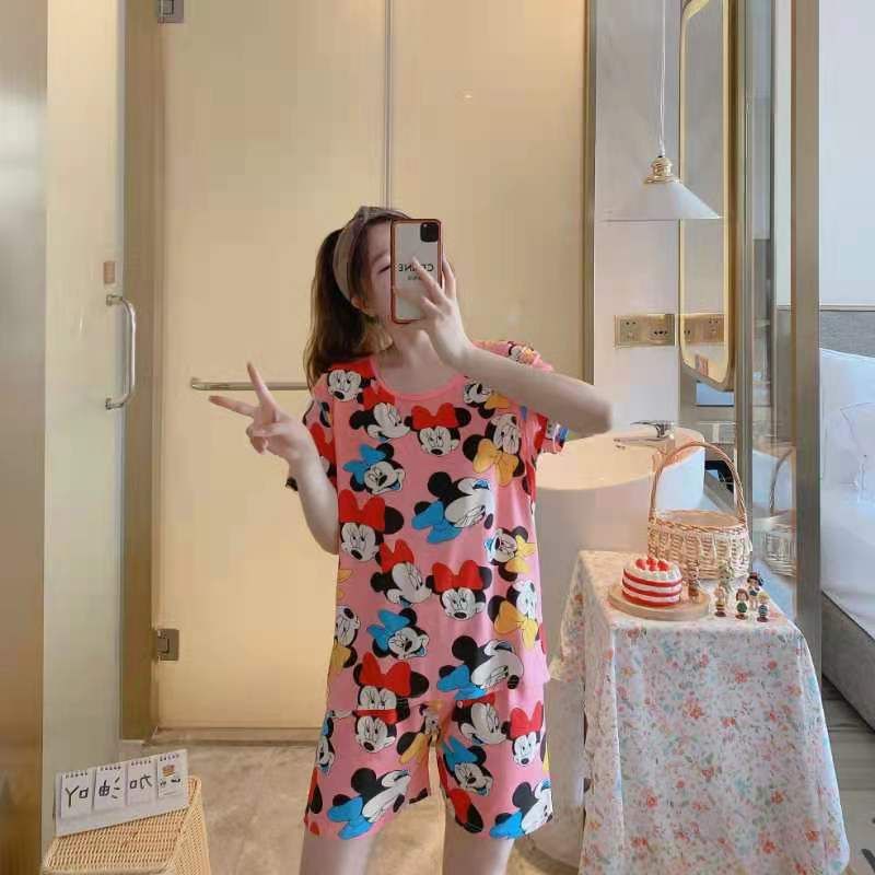 NEW SET PIYAMA IMPORT / SLEEPWEAR / BAJU TIDUR MURAH-Set Mickey pink