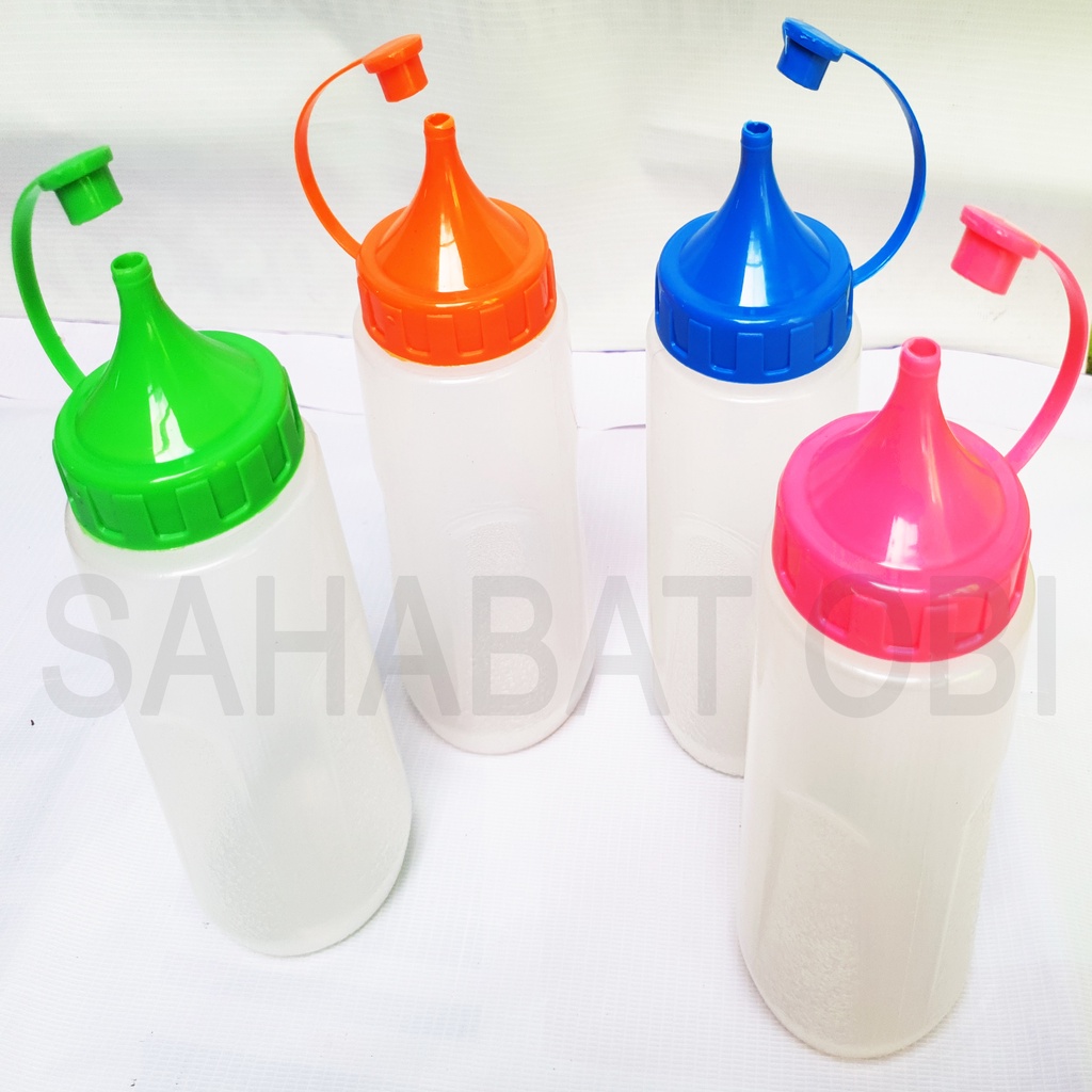 Botol Kecap Plastik / Botol Saos Saus Plastik Tutup Warna Murah