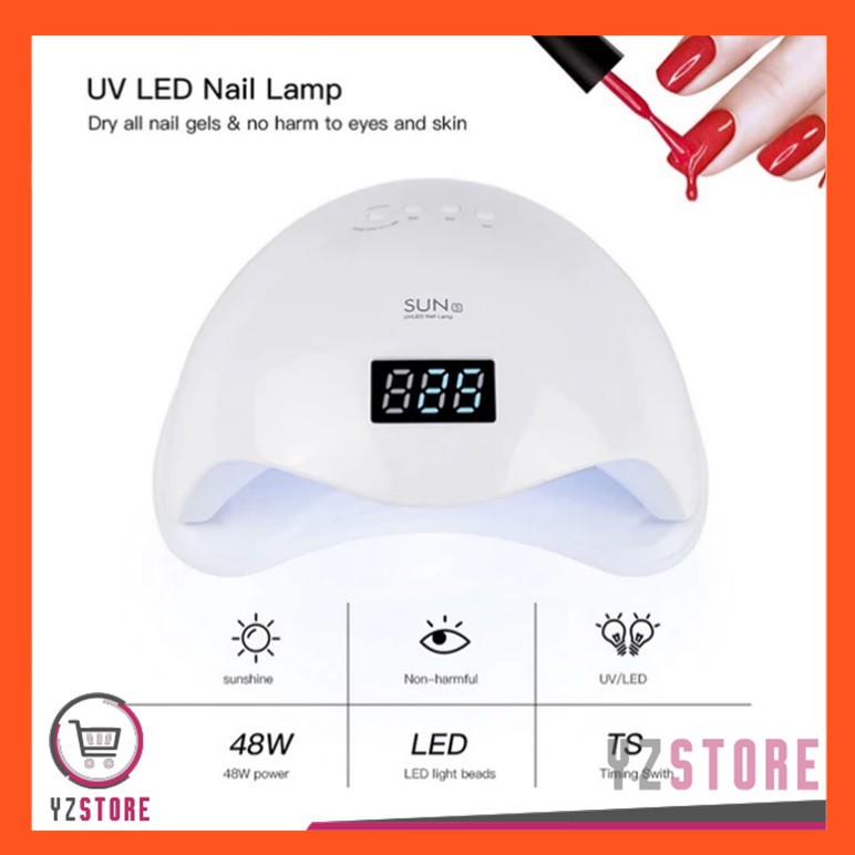 Pengering Kutek Kuku Gel Sun5 48W Nail Art Manicure Lampu LED Smart UV YZ40