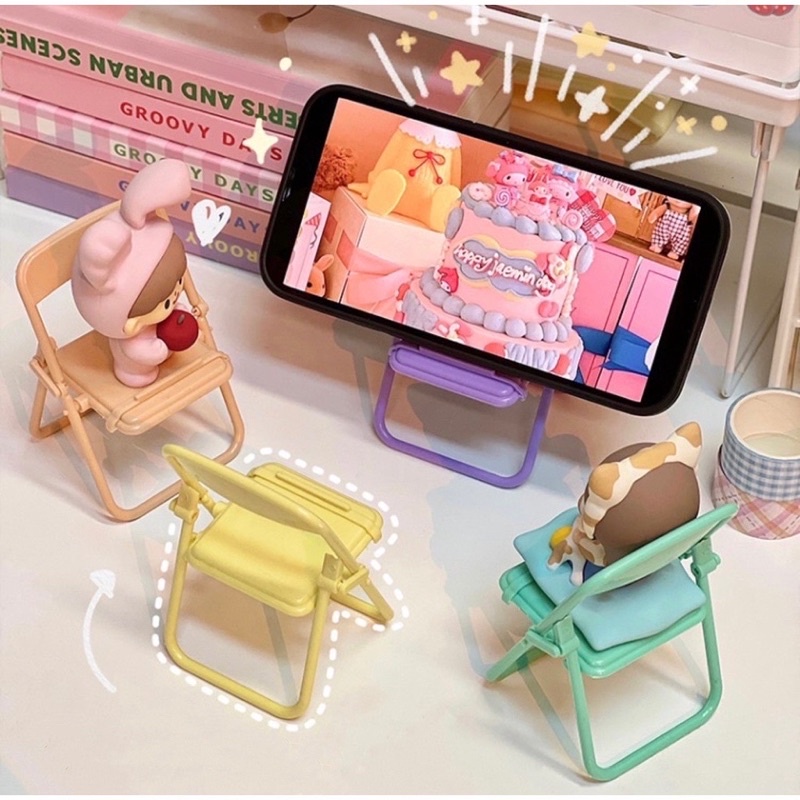 Stand HP Macaron Model Kursi Lipat Smartphone Holder Chair Model Macaron