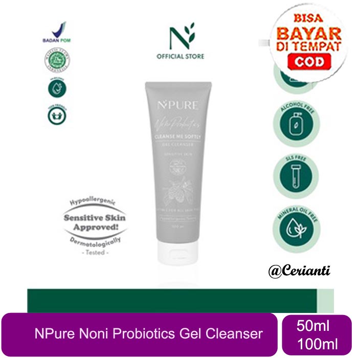 [PEMBERSIH WAJAH DENGAN PROBIOTIK] [NPURE NONI PROBIOTICS &quot;CLEANSE ME SOFTLY&quot; GEL CLEANSER 50ML 100 ml _Cerianti