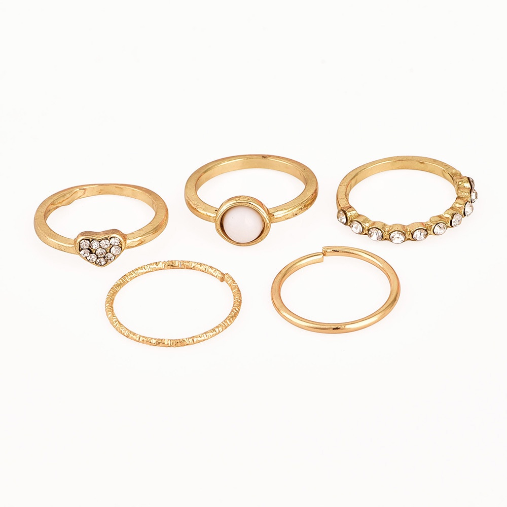 ➰CKK➰ 5pcs/set Korean Chain Open K13 Gold Rings Retro Simple Ring Jewelry Accessories