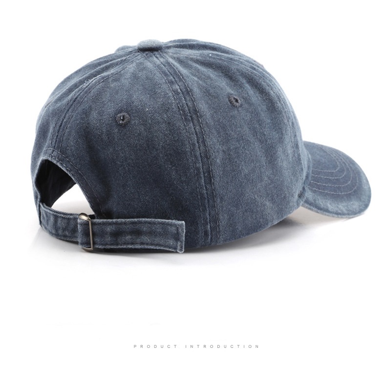 HATSAVENUE-223 Topi Baseball Model Wash Denim Luntur Bordir Human Made Bahan Lembut