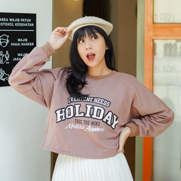 Mvp - Modska Oversize Holiday - Sweater Oversize Crop Wanita