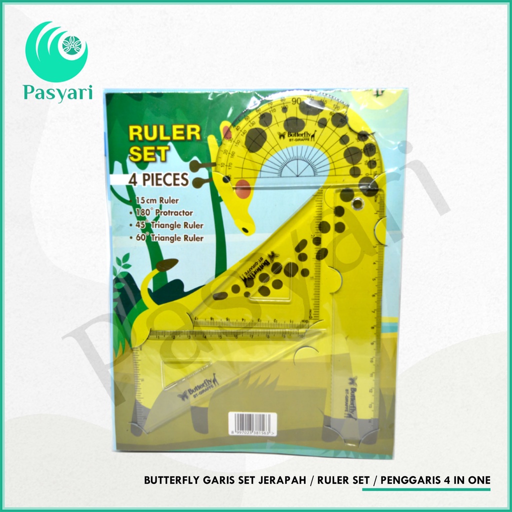 

Butterfly Garis Set Jerapah / Ruler Set / Penggaris 4 in one