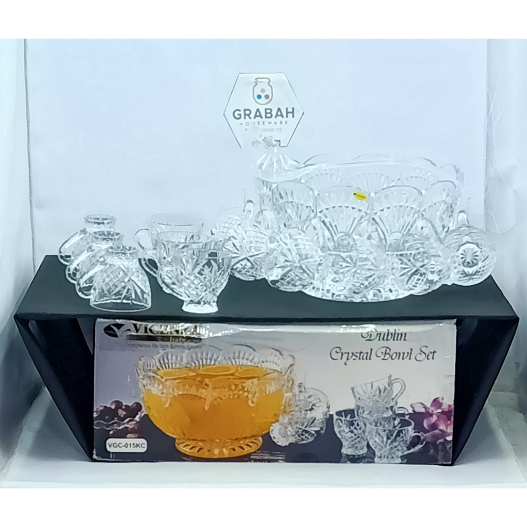 Vicenza Wadah Es Buah Mangkok Es Gelas Es Buah Kaca Untuk Pesta Dublin Crystal Bowl Set VGC-015