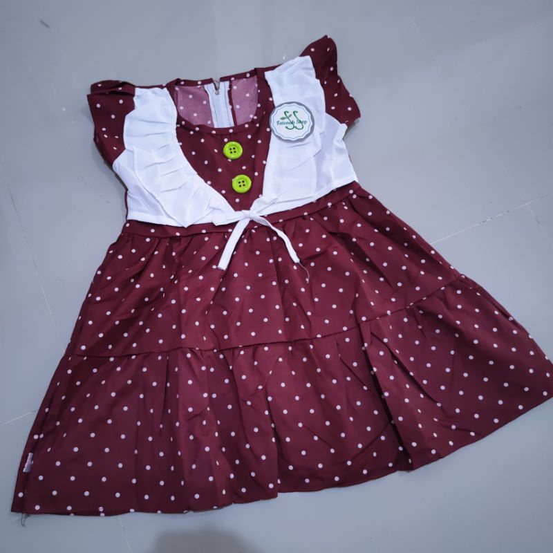 Dress Anak 1 2 tahun gaun anak cewek perempuan model rompi cantik  fatonah shop ( dress ROMPI CANTIK )