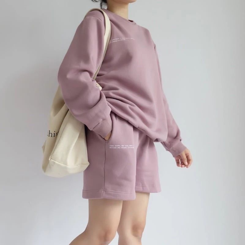 Morra Oneset Wanita Sweater Short Pants Setelan Wanita Oversize Korean Style Fleece Premium Unisex