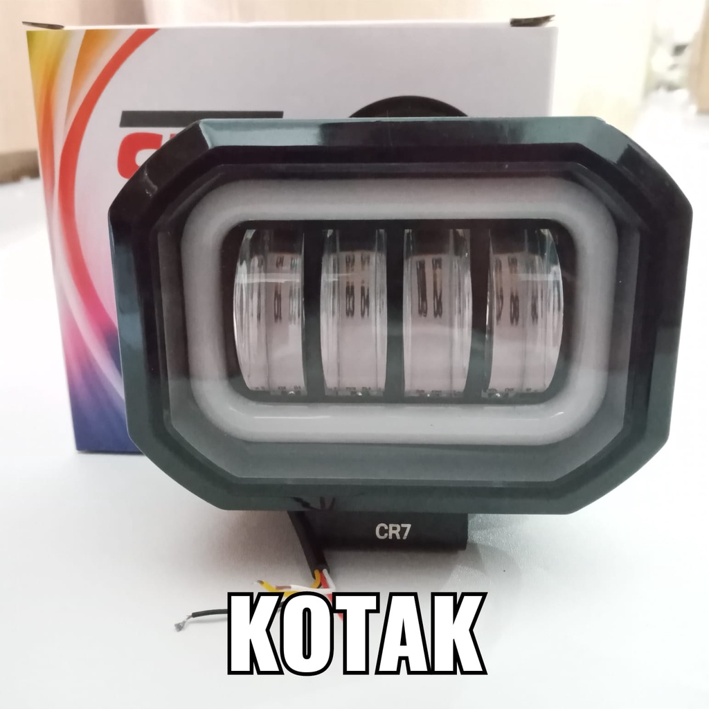 Lampu Tembak sorot 4mata LED - Lampu Tembak Daymaker 4 mata - Kotak Bulat + senja - Diam &amp; Kedip Lensa 4D