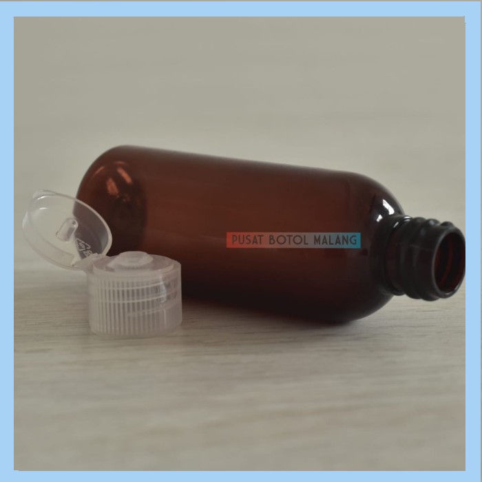 Botol Plastik Pet 60Ml Fliptop ( Natural Coklat)
