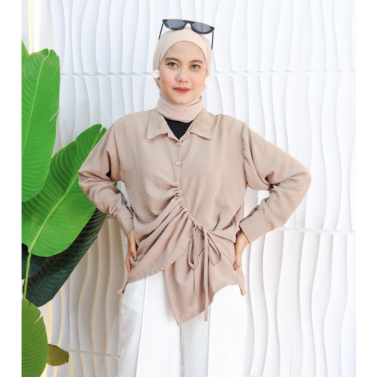 KEMEJA SERUT DEPAN GRELA SILFA KEMEJA SERUT CRINGKLE ATASAN BAJU SERUT blouse kemeja serut depan  / BLOUSE CRINGKLE TALI SERUT KEMEJA CRINGKLE AIRFLOW / ATASAN WANITA BLOUSE WANITA