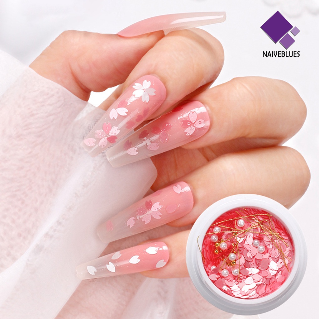 Naiveblue 1 Kotak Sequin Bentuk Bunga Ultra Tipis Efek Visual Berkilau Untuk Nail Art