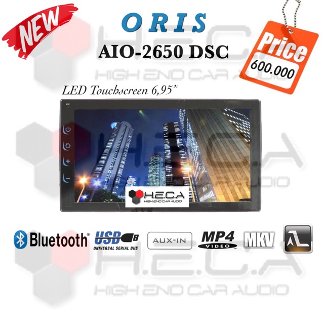 Head Unit ORIS AIO-2650 DSC Mirrorlink AutoLink Double Din Tape Audio Mobil 2650DSC