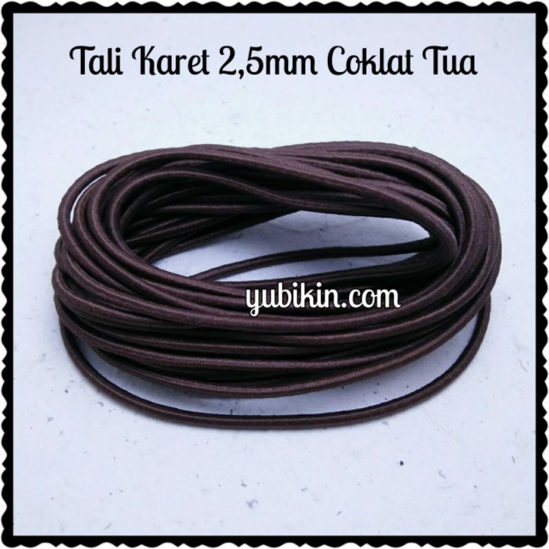 

1 Meter Tali Karet Bulat 2,5mm Elastis Elastic Warna Coklat Tua